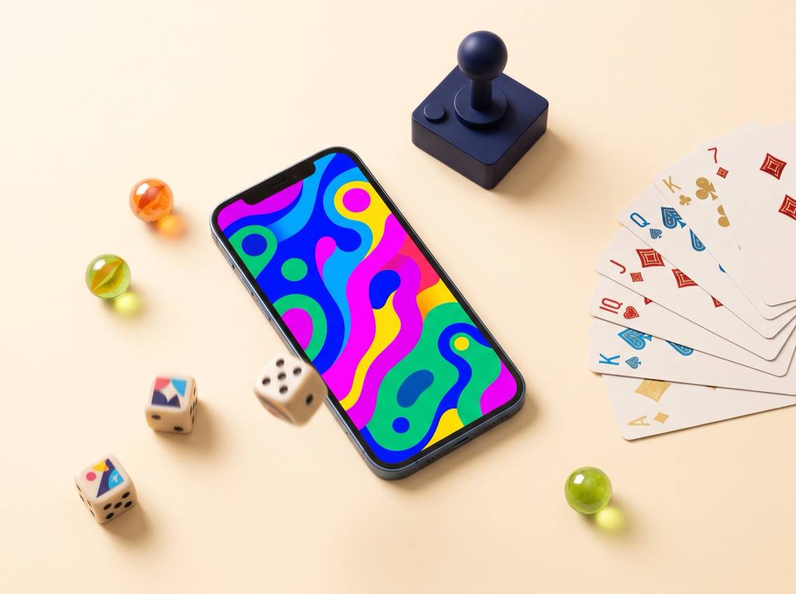The same game library open across phone, tablet, and laptop